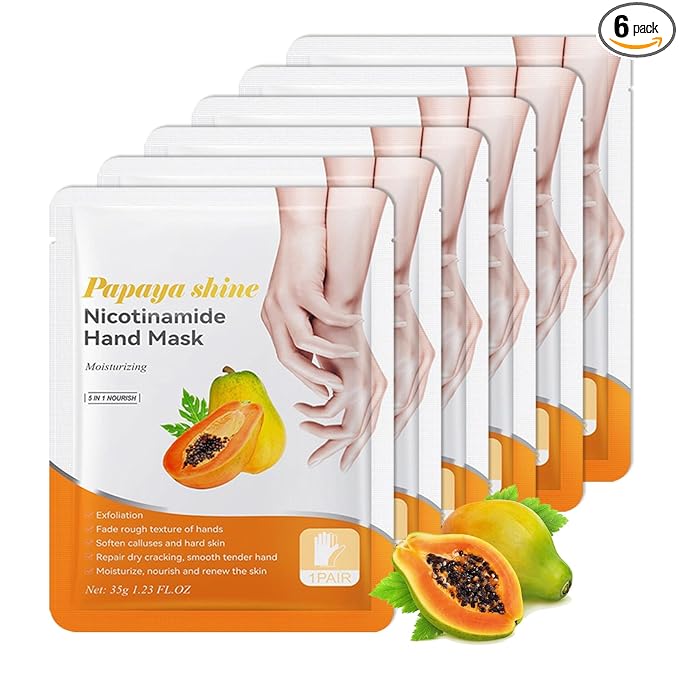 6 Pairs Hand Masks Moisturizing Gloves, Hydrating Hand Mask Moisturizer Gloves Care for Dry Cracked Hands, Smooth Long Lasting Soft Firming Hand Mask Gift Set for Men Women（N