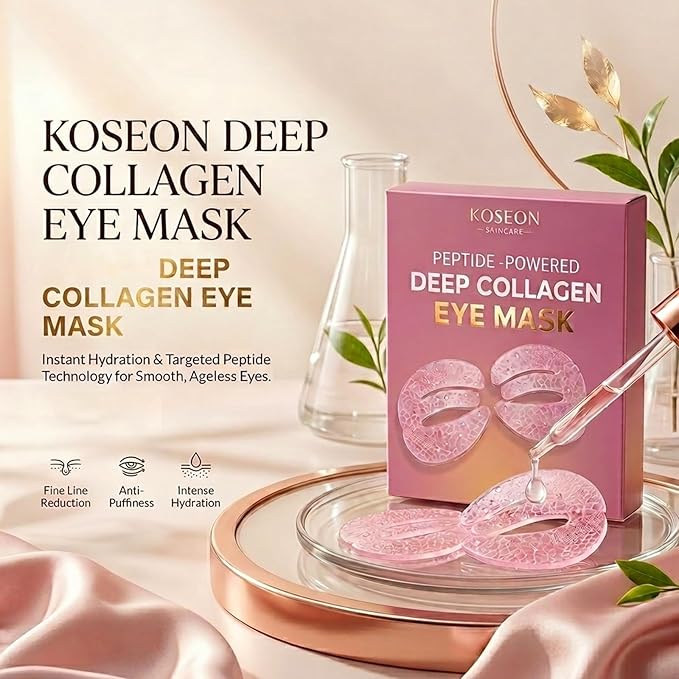 Koseon Collagen Eye Mask, Peptide-Powered Deep Collagen Eye Mask with Collagen Peptide, Under Eye Patches 360° Fit, Eye Patches for Fine Lines Eyes and Dark Circles (1 pcs)