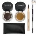 Eyebrow Pomade Kit – 2 Pack Stay Put Waterproof Brow Color to Fill & Shape Brows, with 4-Tip Liquid Eyebrow Pen, Double-Ended Angled Spoolie Brush & PU Travel Pouch (Dark Brown + Blonde)