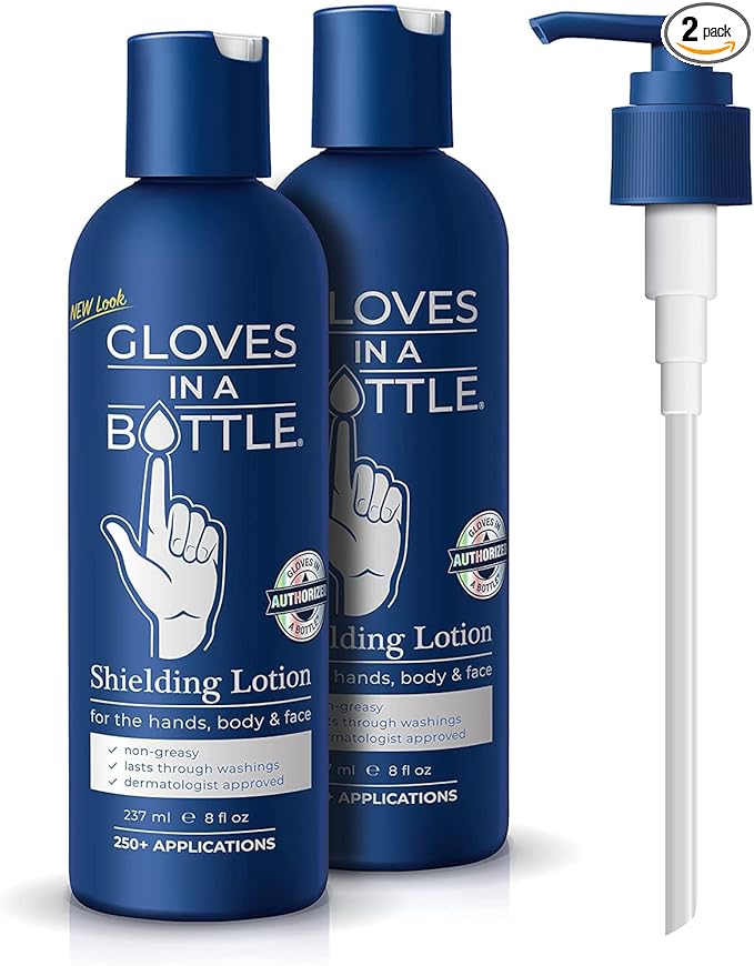 Gloves In A Bottle Shielding Lotion With Dispenser, 8 Oz (Pack of 2)