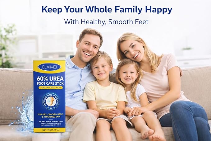 60% Urea Cream Stick with 2% Salicylic Acid, Maximum Strength Foot Cream for Dry Cracked Heels, Callus and Dead Skin Remover, Fast Absorbing, 1.4 oz, (1.41 oz pack of 2)