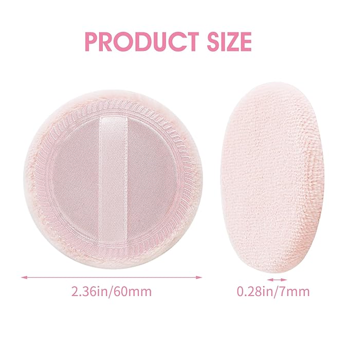 WLLHYF 12PCS Makeup Powder Puffs Pink Cotton Powder Puffs Round Powder Puff for Makeup Face Powder Velour Puffs for Loose Powder Washable (pink+skincolor-12pcs)