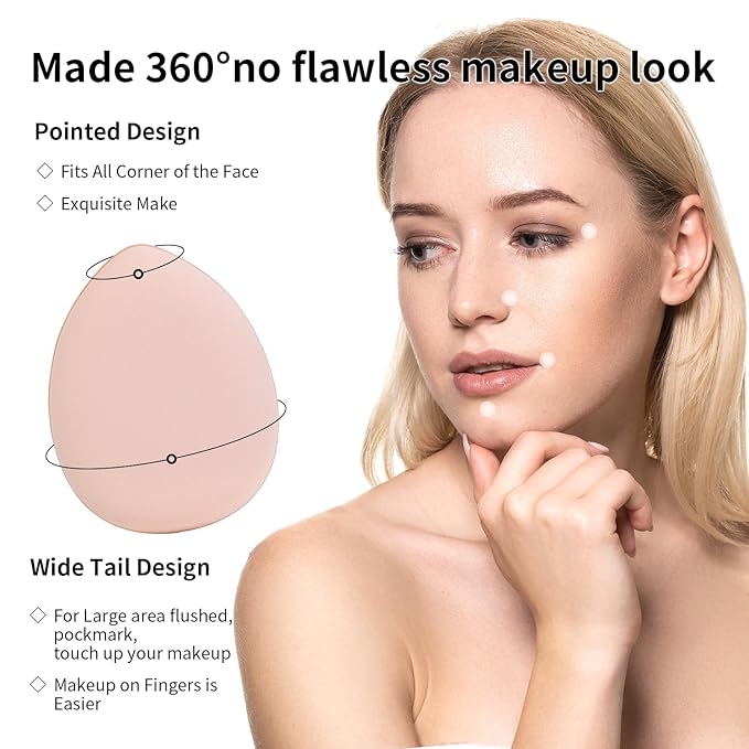 MSQ Mini Powder Puff 4PCS Finger Puff Drop-Shaped Mini Makeup Puff Mini Makeup Sponges for Foundation Concealer Reusable Loose Powder Puffs for Women&Girls