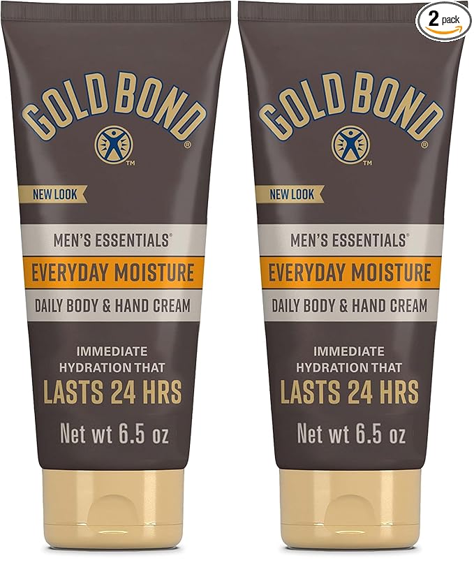 Gold Bond Men's Essentials Everyday Moisture Daily Body & Hand Cream, 6.5 oz., With Vitamin C (Pack of 2)