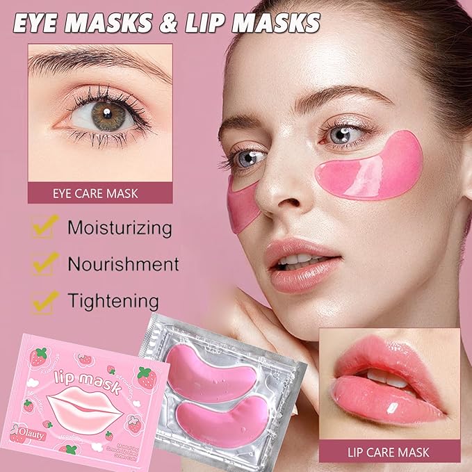 30 Pairs Eye Masks & Lip Masks, Under Eye Patches for Puffy Eyes, Moisturizing Lip Mask Pink Pads, Reducing Fine Lines, Bridal Shower Gifts, Graduation Gifts, Wedding Bridesmaid Gifts, Bulk Gifts