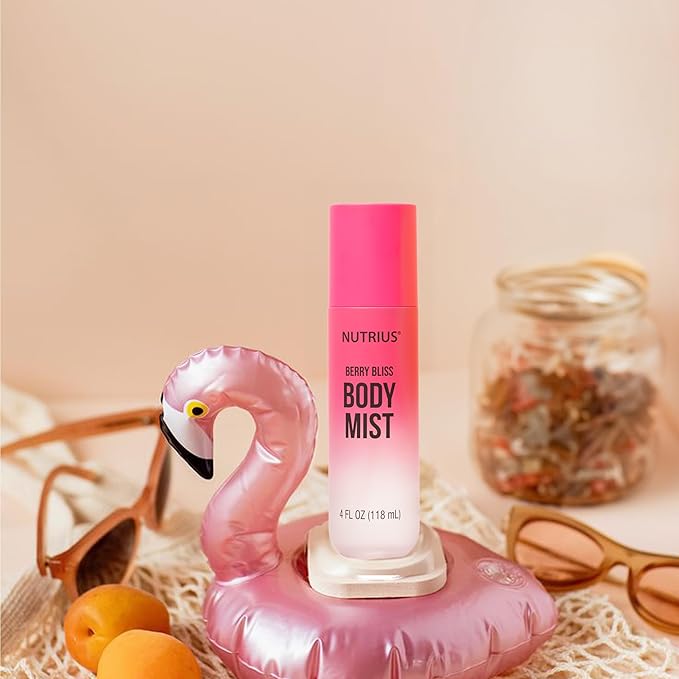 Nutrius Body Mist for Women, Berry Bliss Scent, Hydrating Fragrance Body Spray with Plum, Jasmine & Vanilla Musk, Long Lasting Body Mist, Vegan, Cruelty Free, 4 fl oz