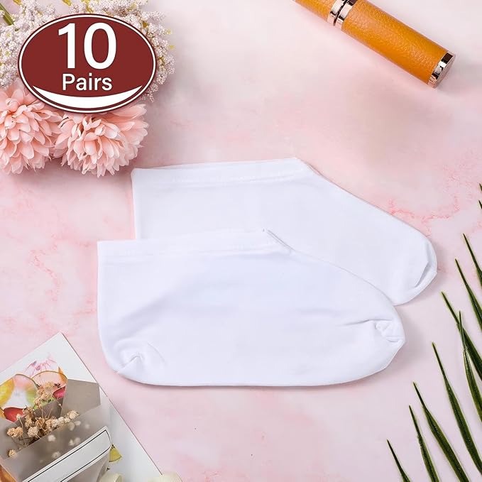 Geyoga 10 Pairs Moisturizing Socks Overnight for Dry Feet Spa Cotton Moisture Enhancing Cosmetic Socks for Women and Men, White