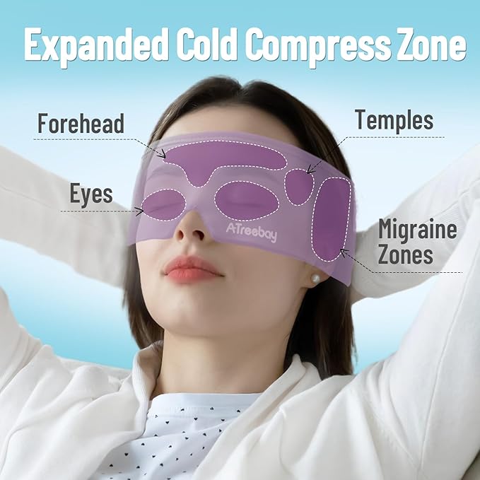 Cooling Eye Mask, Cold Eye Mask for Puffy Eyes, Reusable Ice Eye Masks for Dry Eyes, Relieve Your Migraines and Headaches with Gel Eye Masks Therapy, Long-Lasting Comfort, Purple