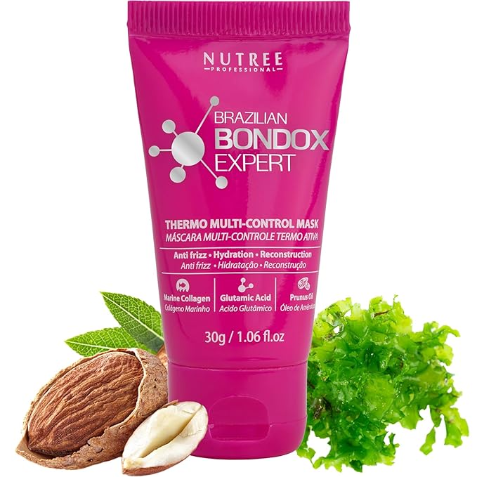 HAIR MASK FOR DAMAGED HAIR BRAZILIAN BONDOX TREATMENT 1.06 oz Thermal Activated Mask for Dry Frizzy Hair | Formaldehyde Free | Results for up to 1-3 months | prunus oil | seaweed collagen