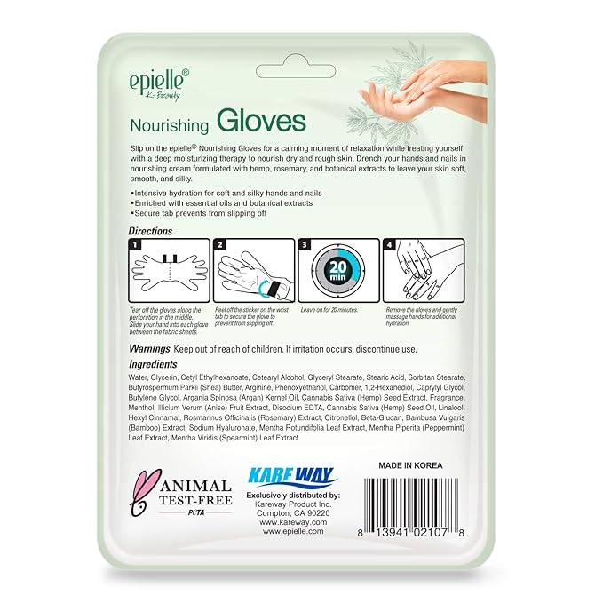 Epielle Nourishing Hand Mask 6 Pairs, Repair and Soften with Hemp & Rosemary Extract, Deep Moisturizing Gloves for Dry, Cracked Hands, Self Care Gifts for Women, Spa Kit, Mothers Day Gifts