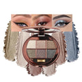 Champagne Taupe Neutral Shimmer Eyeshadow Palette, 6 Color High Pigment Blendable Glitter Eye Shadow Makeup for Older Women, Lightweight Travel Friendly, Suitable for All Eye Shapes, Smokey Look 02#