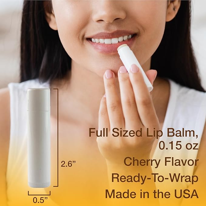 Nature's Bees DIY Lip Balm Kit, Natural Cherry Flavor, Includes 48 Blank Lip Balm Tubes with 60 Labels, Made with Beeswax, Cocoa Butter, Coconut Oil, and Aloe, 0.15 oz Each