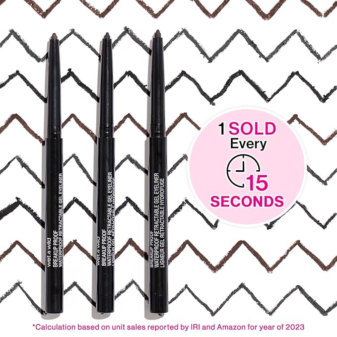 wet n wild Mega Last Breakup Proof Waterproof Retractable Gel Eyeliner - Ultra Pigmented 16-Hour Long Wear, Smudge Proof Satin Finish Formula, Cruelty-Free & Vegan - Dark Brown (Pack of 2)