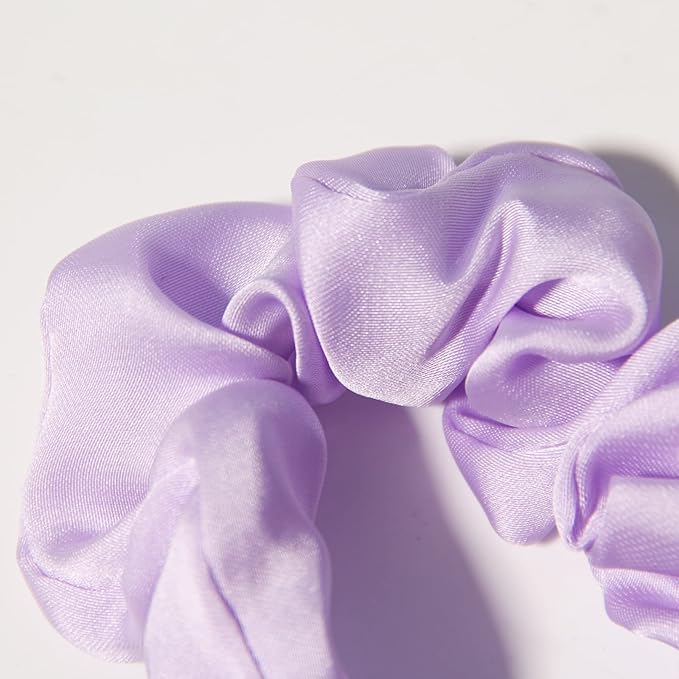Pack of 2 Knotted Bow Hair Scrunchies Elastic Hair Scarf Hair Ties Bands Satin Hair Ribbon Scrunchy Ponytail Holder for Women and Girls, Hair Scarf Scrunchies, Hair Accessories (Lilac)
