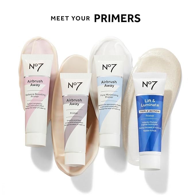 No7 Airbrush Away Radiance Boosting Foundation Primer - Illuminating Glow Primer for Seamless Makeup Application - Leaves Skin Dewy, Smooth & Radiant - Extends Makeup Wear (30ml)
