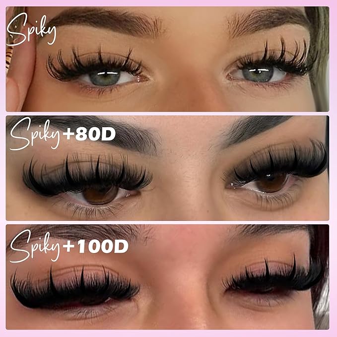 EYDEVRO Lash Clusters with Spikes Wispy Eyelash Clusters 12-20mm Spikes Lash Clusters 10-18mm 80D 100D Volume D Curl Cluster Eyelash Extensions Spiky Cluster Lashes Reusable DIY Lash Extensions
