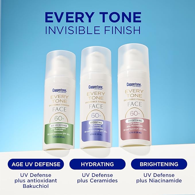 Coppertone Every Tone Invisible Finish Hydrating UV Defense Face Sunscreen Stick SPF 55 with Moisturizing Ceramides, Blends in Clear Sunscreen for All Skin Tones, 0.49 Oz Stick