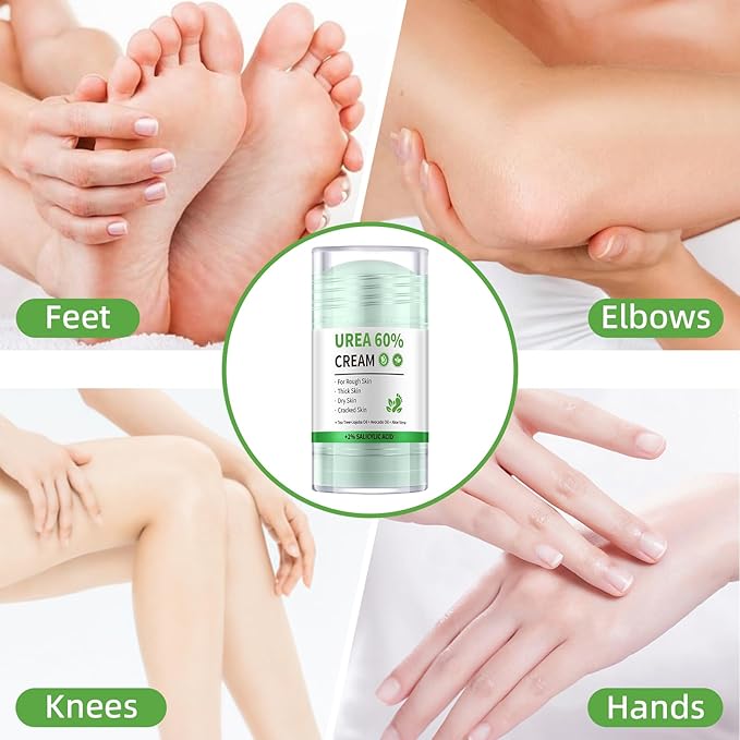 Urea Cream 60 Percent for Feet Maximum Strength, Cracked Heel Stick, Urea Foot Cream for Very Dry Feet Knees Elbows Hands, Thickened Skin, 40g/1.41oz