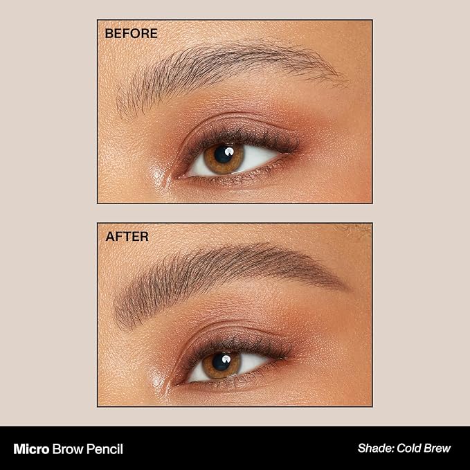 Morphe Micro Dual Eyebrow Pencil - Dual-Ended Brow Pencil Featuring a Retractable, Ultra-Precise, Pointed Tip - Richly Pigmented, Smooth-Gliding, Long-Lasting Wax Formula - Cold Brew (0.003 oz)