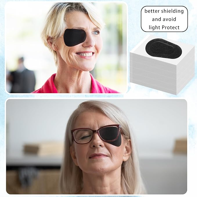Panitay 40 Pcs Adhesive Eye Patches for Adults Eye Patch for Disposable Breathable Amblyopia Lazy Adhesive Bandages for Men(3.3 x 2.3 Inch,Black)