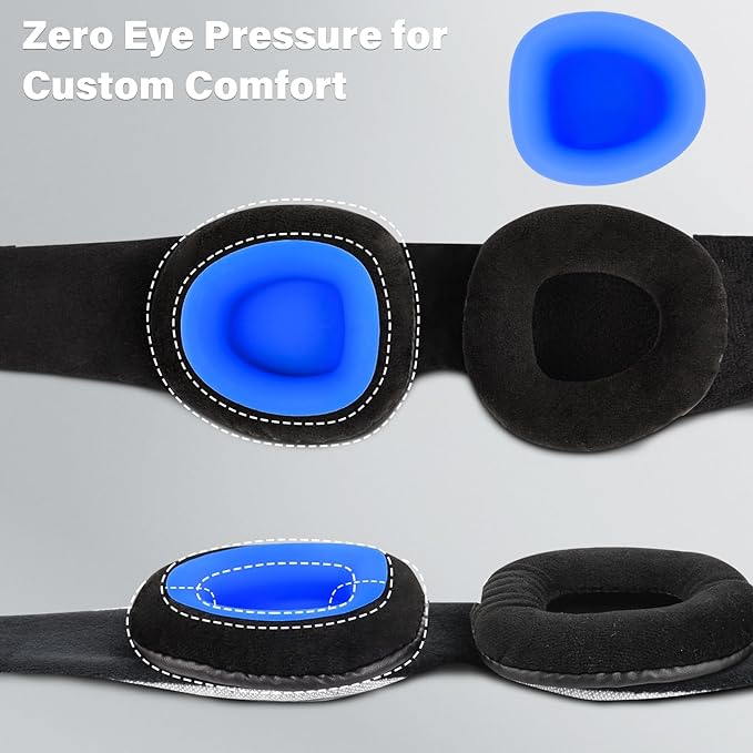 2026 Upgraded Sleep Mask for Dry Eyes, Moisture Goggles for Dry Eye Night, 100% Blackout Hydrating Sleep Goggles, Adjustable Strap, Soft Reusable Eye Mask for Sleeping & Travel – Grayish White
