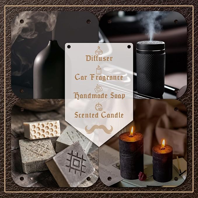 Men Diffuser Oils Gift Set for Father's Day, SNOWSEN Gentlemen's Essential Oil Set for Diffuser for Home, Candles Scents & Perfume, Sandalwood, Cologne, Smoked Ebony, Amber Rum, Cedar, Sweet Tobacco