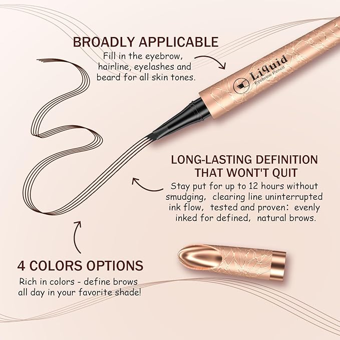 Eyebrow Pen - 4-Fork Tip Lift & Snatch Brow Pencil，Microblading Long-Lasting Waterproof Eye Brow Pen，Natural-Looking Hair-Like Brows，Easy to Use Eyebrow Pencils Makeup for Women (2 PCS Dark Brown)