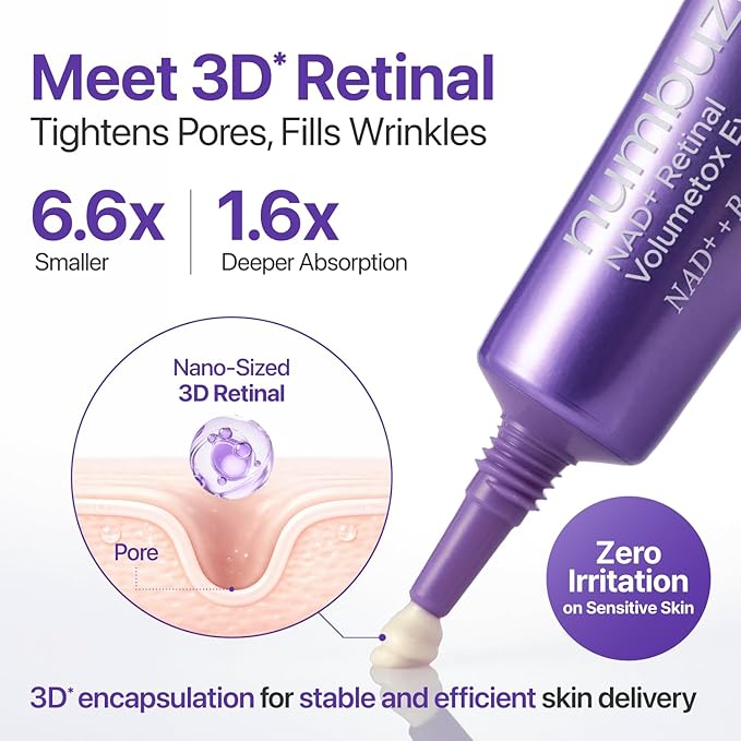 numbuzin No.9 NAD+ Retinal Volumetox Eye Cream, Anti-Aging Treatment for Wrinkles, Fine Lines, Dark Circles & Dark Spots, Gentle Retinal Formula with Peptides & Niacinamide, 0.67 fl. oz.