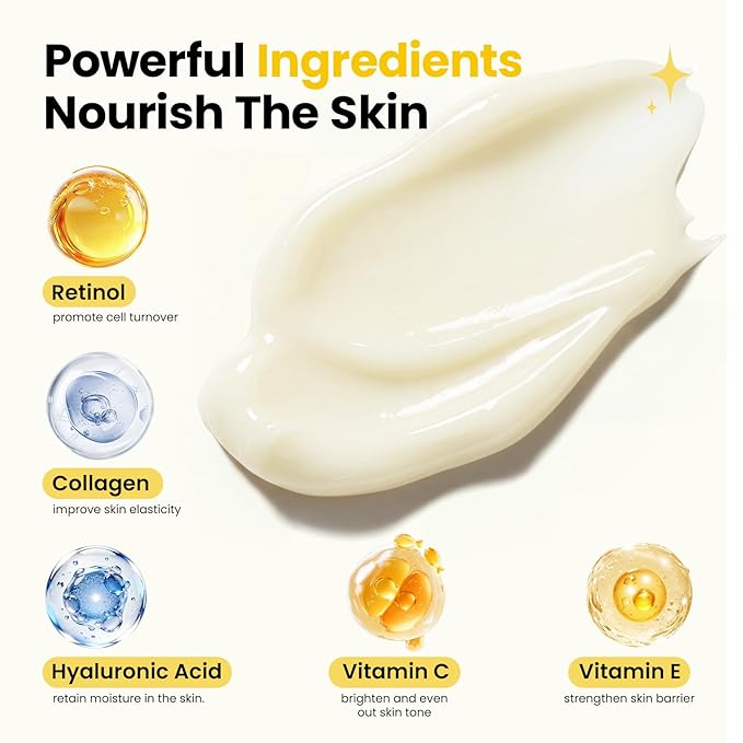 Retinol Cream for Face Anti Aging: Wrinkle Cream for Face Neck with Collagen Hyaluronic Acid - Night Moisturizer for Men Women - Facial Skin Care Gift for Women Wife Mother