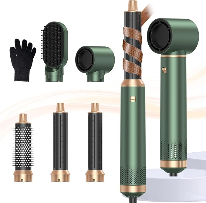 5 in 1 Hair Dryer Brush, Air Style Wrap Hair Styler, Negative Ion Blow Dryer, Hot Air Brush for Blow Drying, Hair Brush for Blow Drying, All-in-One Hair Styling Tool, Volumizing, Straightener & Curler