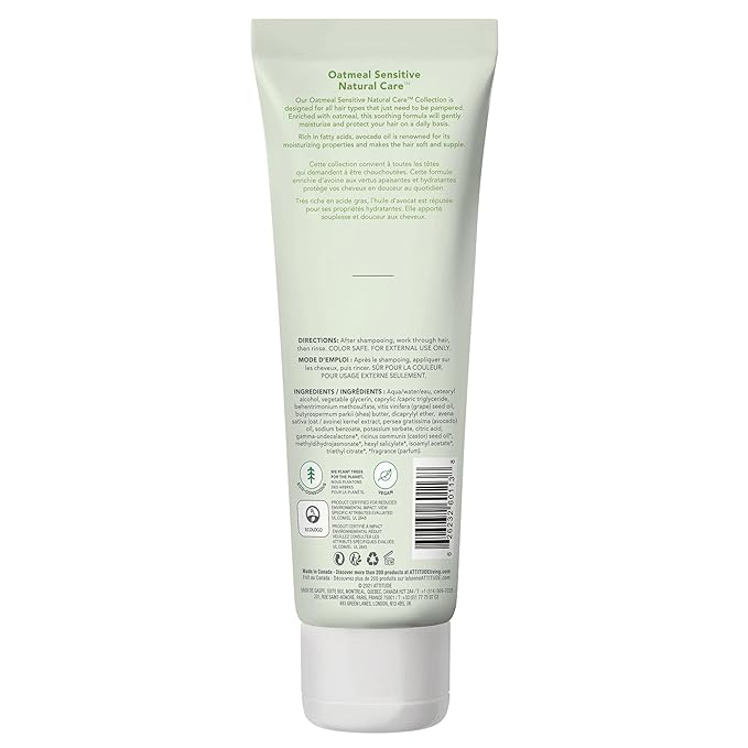 ATTITUDE Hair Conditioner, 8 Fl Oz, Pack of 2, Plant and Mineral-Based | Avocado Oil | For Sensitive Skin | Nourishing | Vegan