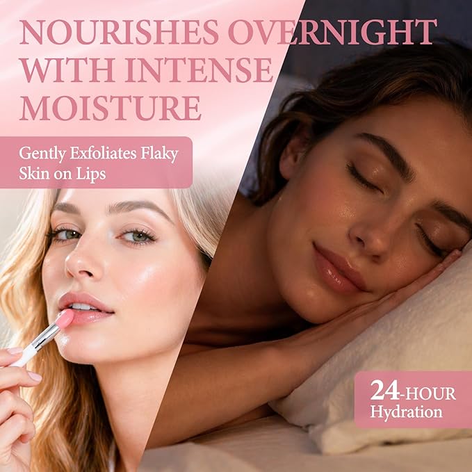 lip Mask Overnight, 24-Hour Intensive Repair for Dryness & Cracking, Lip Sleeping Mask with Hyaluronic Acid, Collagen, Vitamin A & E, Long-Lasting Hydration, Gentle Formula, Lightweight, 0.7Oz