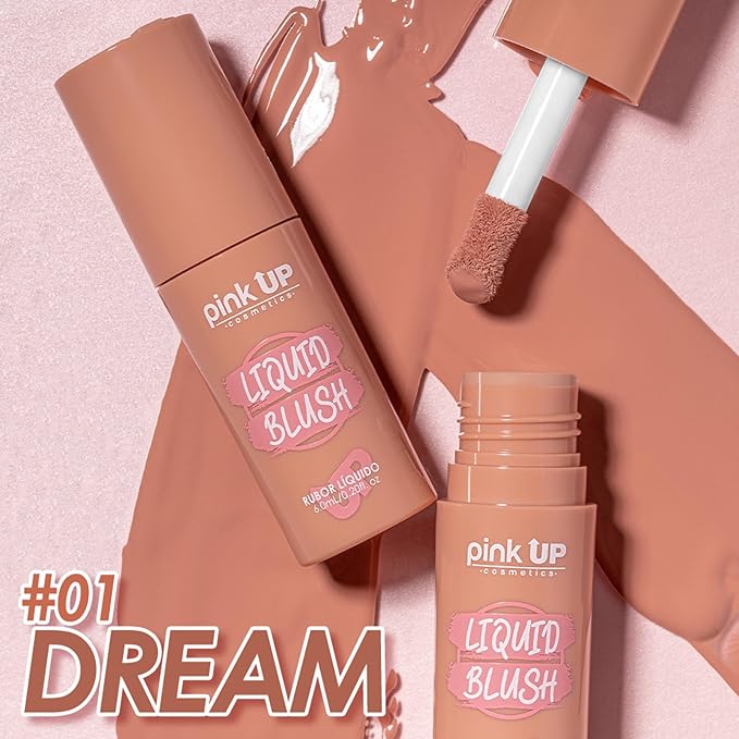 PINK UP | Liquid Blush | Long-Lasting Liquid Blush | Non-Greasy | Highly Pigmented | Suitable for All Skin Types | Matte Colors | Subtle Shimmer Highlights | Shade: Dream | 6ml | Model PKLB01