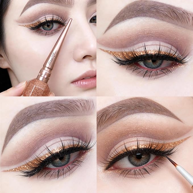 MODIDSTU12 Colors Glitter Eyeliner, Waterproof Sparkle Liquid Eyeliner Pen, Diamond Shine Festival Makeup, Long-Lasting Shimmer Eye Liner for Party, Wedding set (11)