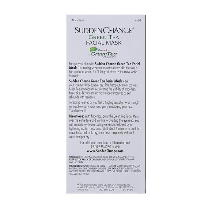 Sudden Change Green Tea Facial Mask 3.4oz by Sudden Change