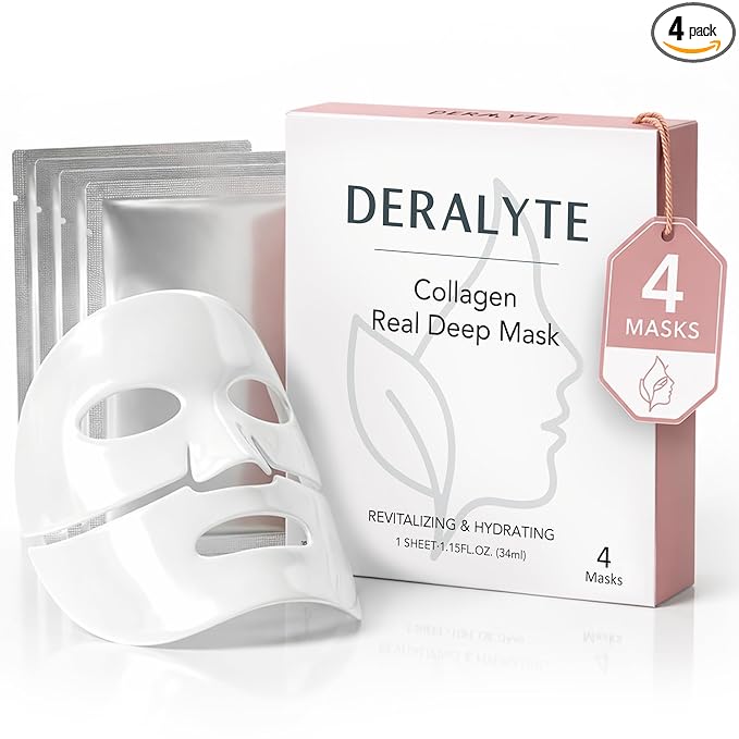4 PACK Hydrating Bio-Collagen Deep Mask – Overnight Hydrogel Face Mask for Pore Care & Soothing Revitalizing Effect