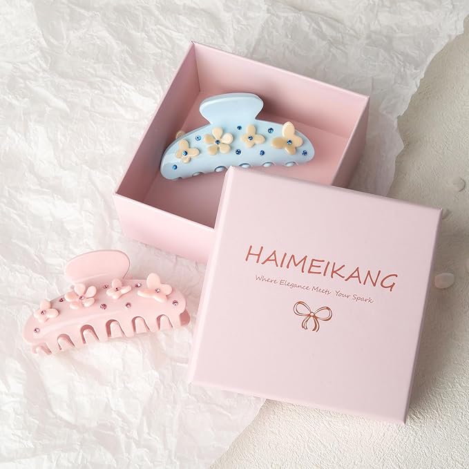HAIMEIKANG 2 PCs Acrylic Bow Hair Claw Clips for Women - Cute Banana Non-Slip Strong Hold Barrettes Y2K Hair Clips for Thick Thin Hair