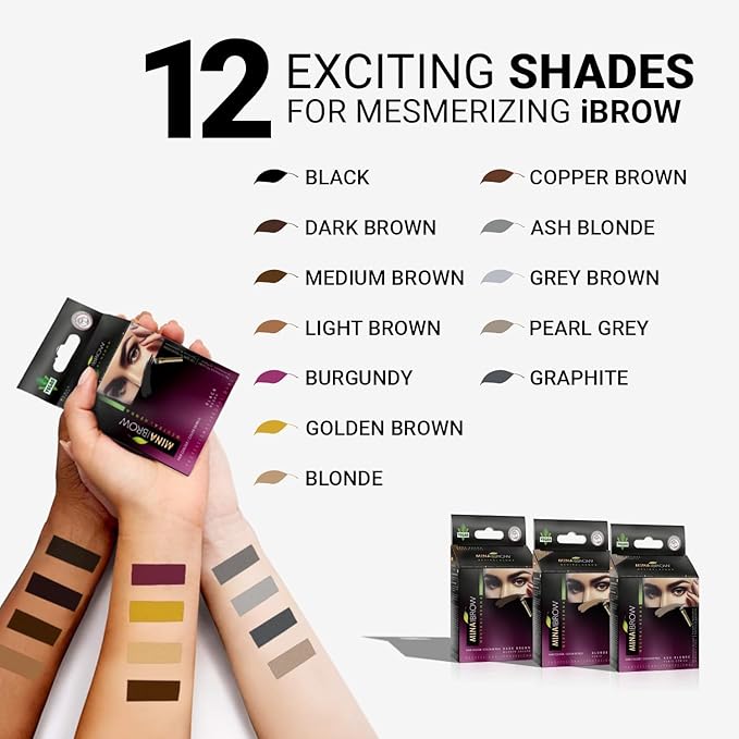 MINA iBrow Henna Hair Color Professional Tint Kit with Brush & Stain Remoer | Covers Grays-Lasts up to 6 weeks | No Ammonia No Lead | Vegan & Cruelty Free | up to 30 Applications (Medium Brown)