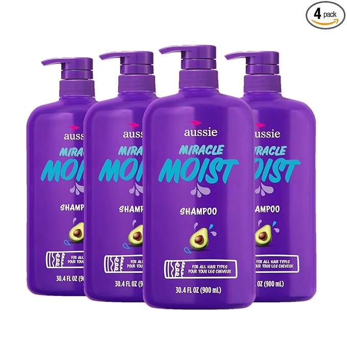 Aussie Paraben-Free Miracle Moist Shampoo with Avocado & Jojoba for Dry Hair, 30.4 Fluid Ounce, (Pack of 4)