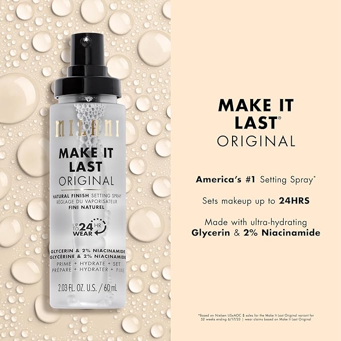 Milani Highly Rated Lash Extensions Tubing Mascara & Make It Last Original - Natural Finish Setting Spray 3-in-1 Setting Spray and Primer