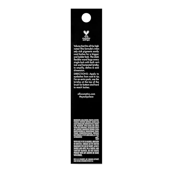 e.l.f. Lash It Loud Mascara, Volumizing & Intensely Pigmented Formula For Fuller & Bolder Lashes, Adds Dimension, Vegan & Cruelty-Free, Black, 0.23 Oz