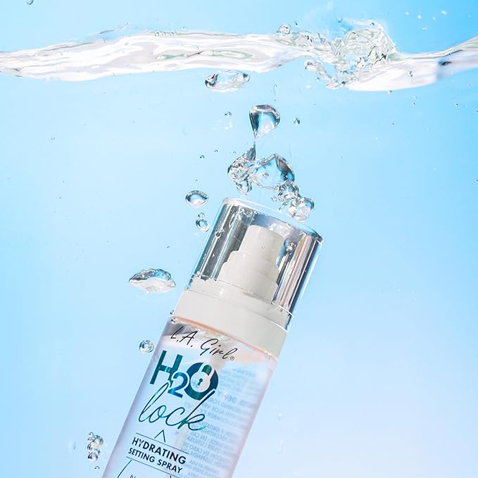L.A. Girl H2O Lock Setting Spray, Bi-Phase Hydrating Makeup Setting Mist with Aloe Vera, Vitamin E, Cucumber Extract, Dewy Finish, Long-Lasting G97882
