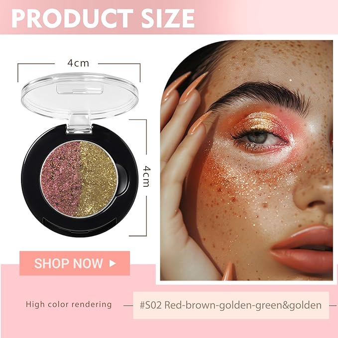 Refillable Eyeshadow Palette - Matte/Glitter/Duo-Chrome Pressed Powder & Cream Formula, Neutral/Shimmer/Smokey Multichrome, Travel-Friendly Iron Pan Refills (Chameleon, S02)