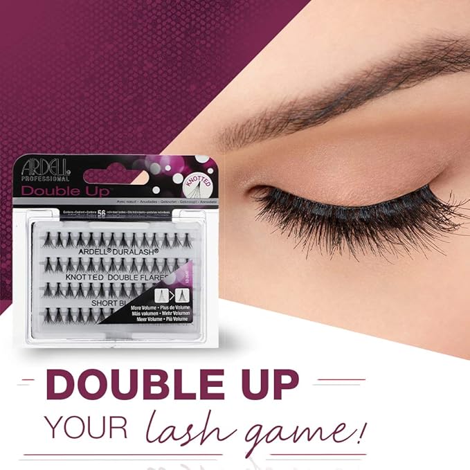 Ardell False Eyelashes Double Up Individuals Lashes Knotted - Short Black, DIY Lash Clusters, Reusable Eyelash Extensions, 4 Pack