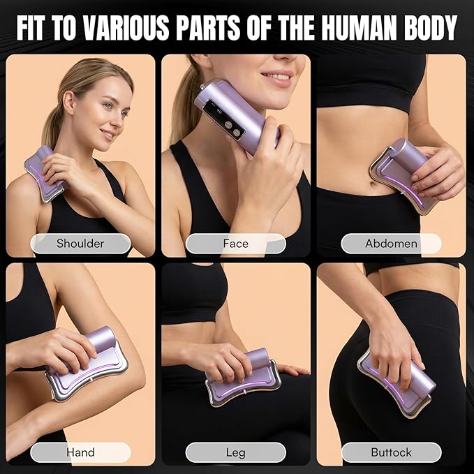 2026 New Upgrad Electric Muscle Scraper Tool for Full Body, Massage, Heated, Relaxation & Skincare, 4 Modes 3 Levels Multifunctional Gua Sha Tool Gifts for Family (Purple)