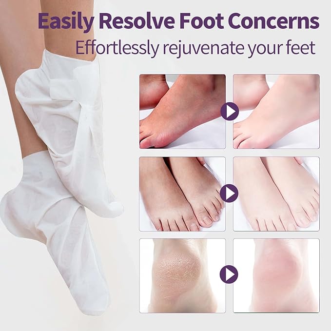 6 Pack Moisturizing Foot Mask,Hydrating Foot Masks for Dry Cracked Feet,Moisturizing Socks Dry Skin Moisturizer for Soft and Smooth Touch Feet,Foot Care Spa Gifts for Women Men Mothers Day Gifts