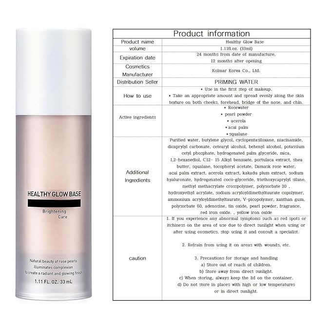 Subtle glow creation, vibrant daily make up, for a.t.o.m.y Healthy Glow Base 1.11 FL.OZ. / 33ml