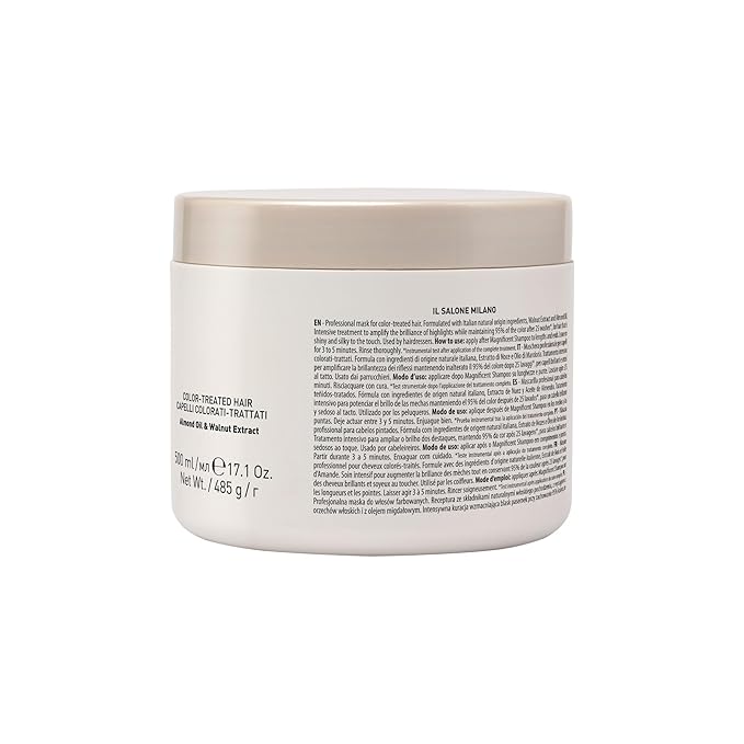 Il Salone Milano Professional Magnificent Mask - Moisturizing Hair Mask for Color Treated Hair - Provides Lasting Color Protection + Shine - Vegan, Salon-Quality Hair Care (16.9 oz / 500 ml)