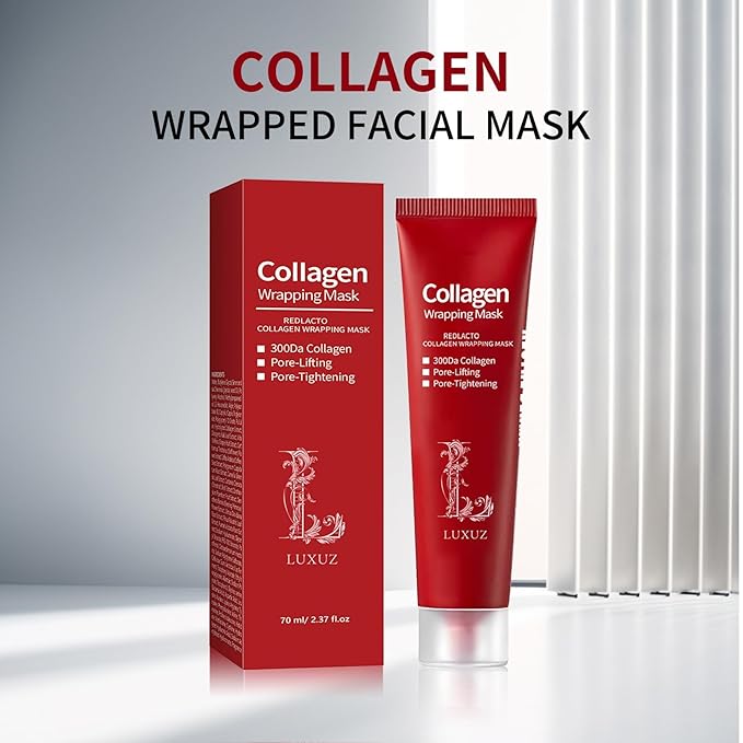 Luxuz Korean Collagen Wrapping & Infusion Peel-Off Mask – Hydrating, Firming, Pore Tightening & Elasticity Boost – Korean Glass Skin Glow – Anti-Aging Collagen Face Mask 70ml