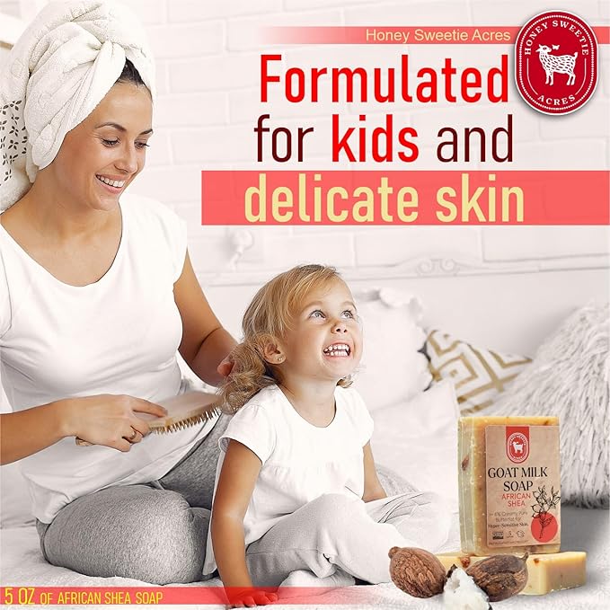 Honey Sweetie Acres African Shea Goat Milk Soap - Handmade 5 oz Bar, Made with Natural Ingredients, Moisturizing & Gentle, Made in the USA